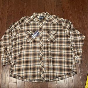 NEW Wrangler Shirt Mens 3XL Cotton Flannel Stripe Pearl Snap